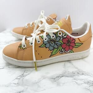Adidas Stan Smith Amber Blush Floral Sneakers Size 6 Athleisure‎ Athletic